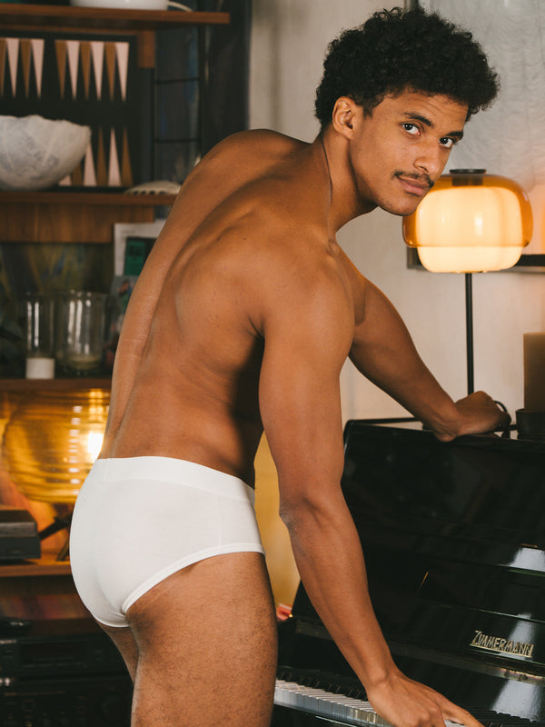 Pétrone slip coton biologique Tencel blanc crème homme#couleur_blanc-crème