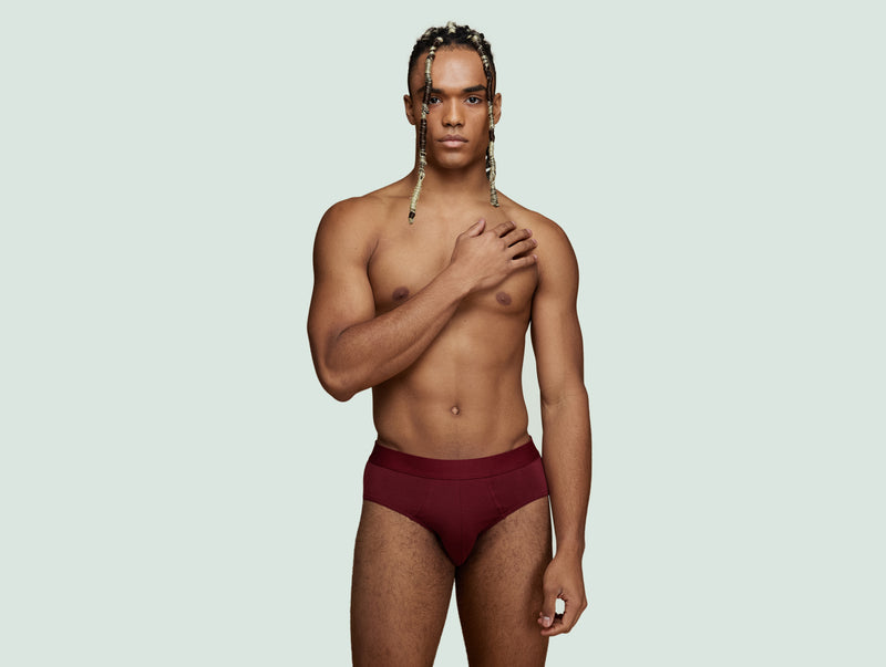 Pétrone slip sport tencel bordeaux homme face#couleur_bordeaux-foncé