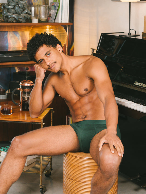 Pétrone slip coton biologique Tencel vert bouteille homme#couleur_vert-bouteille