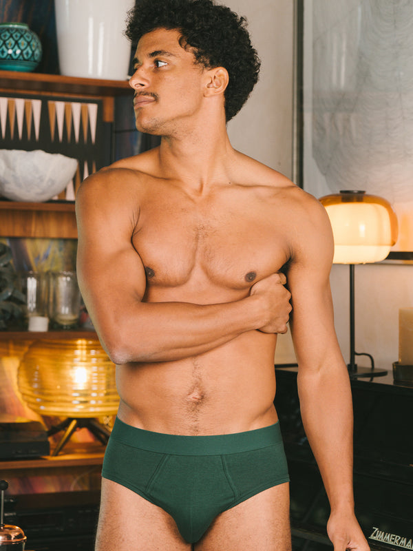 Pétrone slip coton biologique Tencel vert bouteille homme#couleur_vert-bouteille