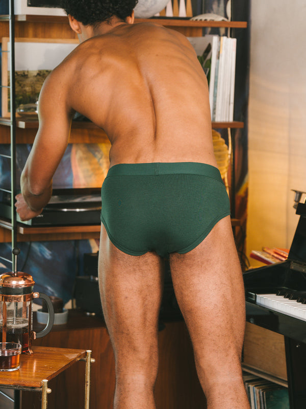 Pétrone slip coton biologique Tencel vert bouteille homme#couleur_vert-bouteille