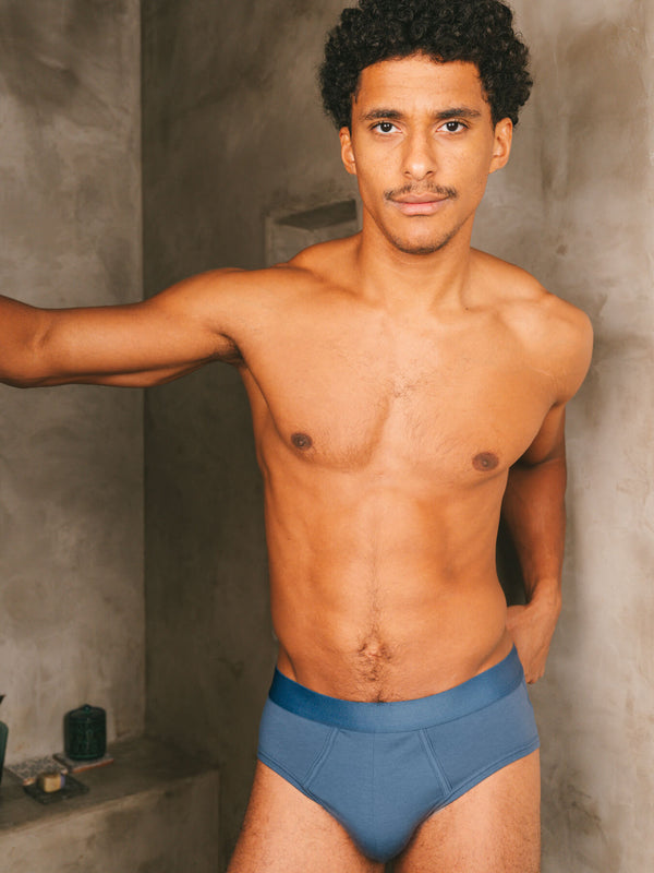 Pétrone slip coton biologique Tencel bleu céruléen homme#couleur_bleu-céruléen
