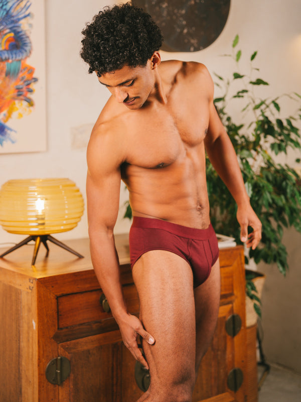Pétrone slip coton biologique Tencel bordeaux foncé homme#couleur_bordeaux-foncé