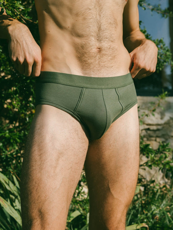 Pétrone slip coton biologique tencel lyocell vert kaki homme#couleur_vert-kaki