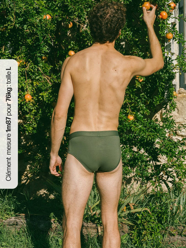 Pétrone slip coton biologique tencel lyocell vert kaki homme#couleur_vert-kaki