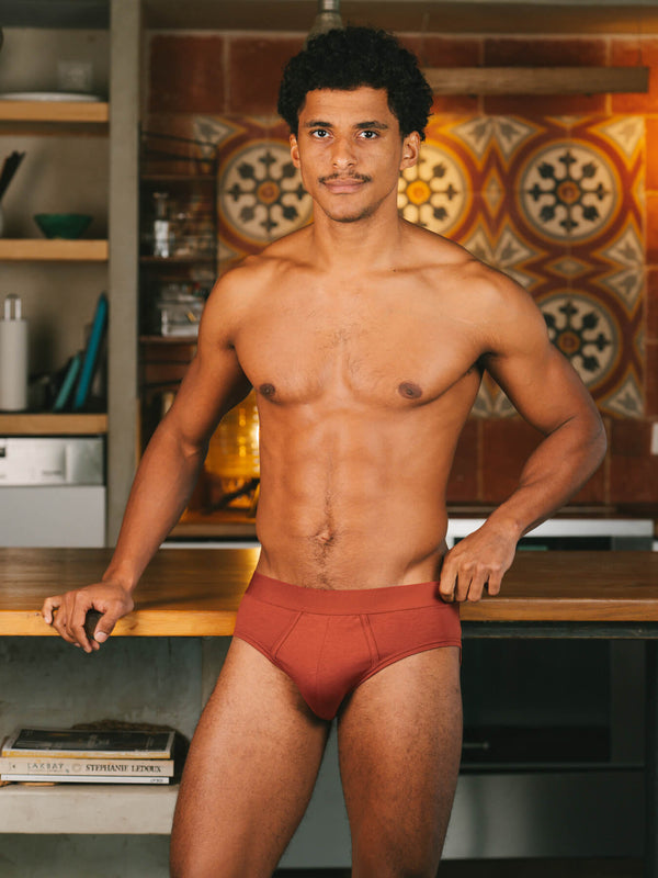 Pétrone slip coton biologique Tencel rouille homme#couleur_rouille