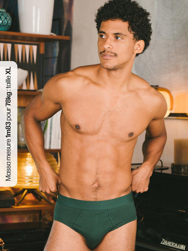 Pétrone slip coton biologique Tencel vert bouteille homme#couleur_vert-bouteille