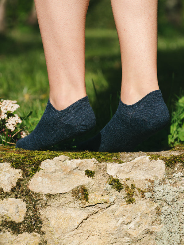Pétrone socquettes lin coton bleu marine femme#couleur_bleu-marine