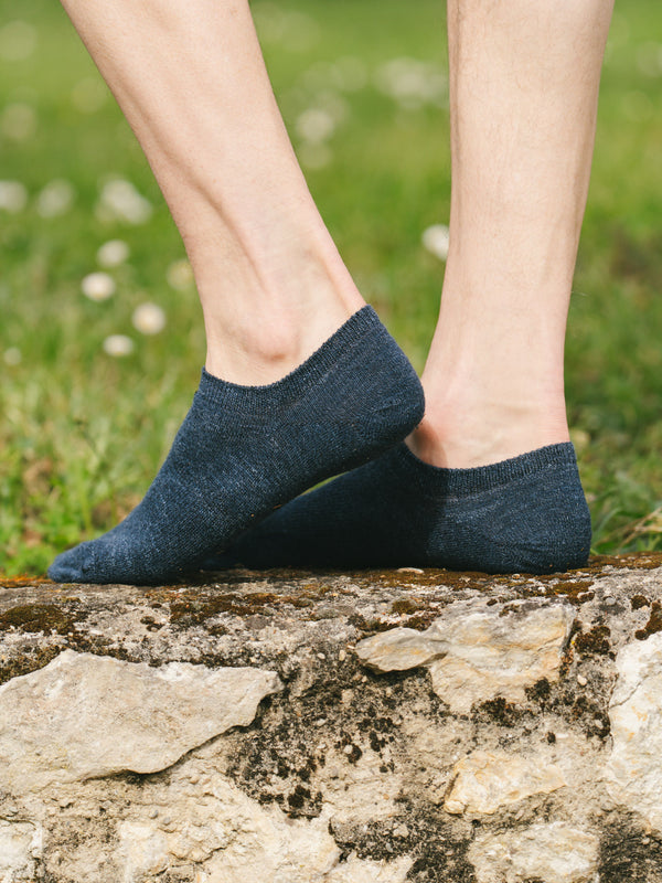 Pétrone socquettes lin coton bleu marine homme#couleur_bleu-marine