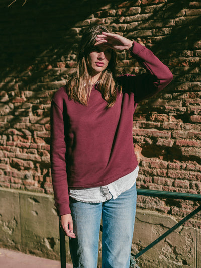 Pétrone sweat homme Tencel coton bio bordeaux femme#couleur_bordeaux-foncé
