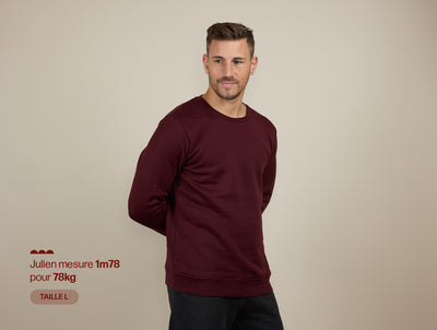 Pétrone sweat homme Tencel coton bio bordeaux homme#couleur_bordeaux-foncé