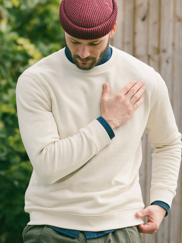 Pétrone sweat homme Tencel coton bio écru homme#couleur_écru