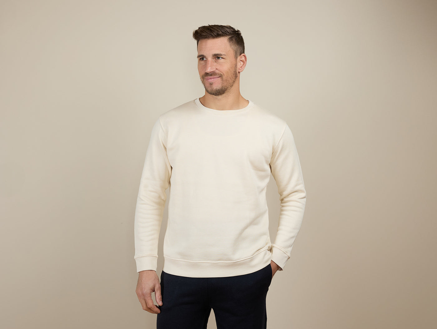 Pétrone sweat homme Tencel coton bio écru homme#couleur_écru