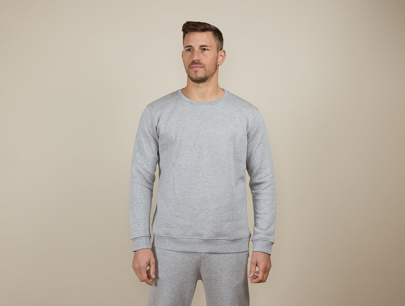 Pétrone sweat homme Tencel coton bio gris clair homme#couleur_gris-chiné-clair