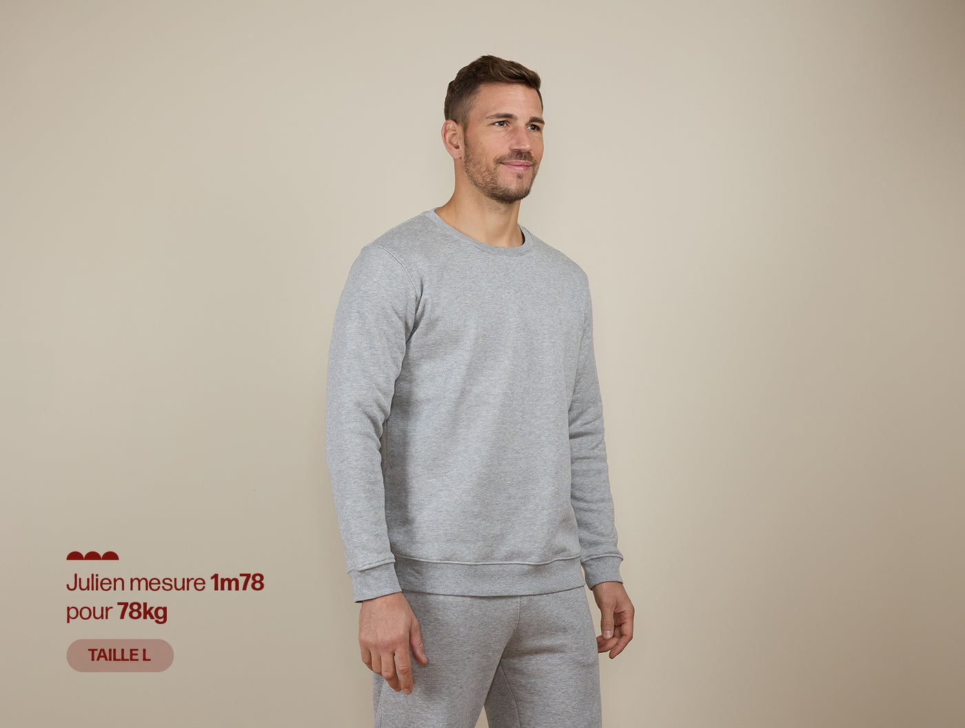 Pétrone sweat homme Tencel coton bio gris clair homme#couleur_gris-chiné-clair