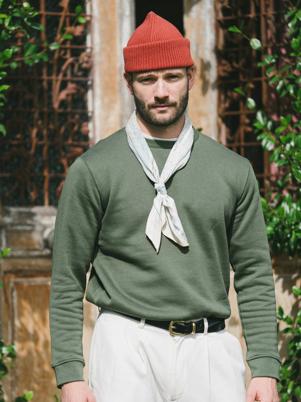 Pétrone sweat homme Tencel coton bio vert kaki homme#couleur_vert-kaki