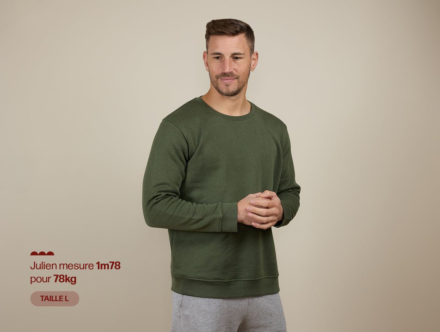 Pétrone sweat homme Tencel coton bio vert kaki homme#couleur_vert-kaki