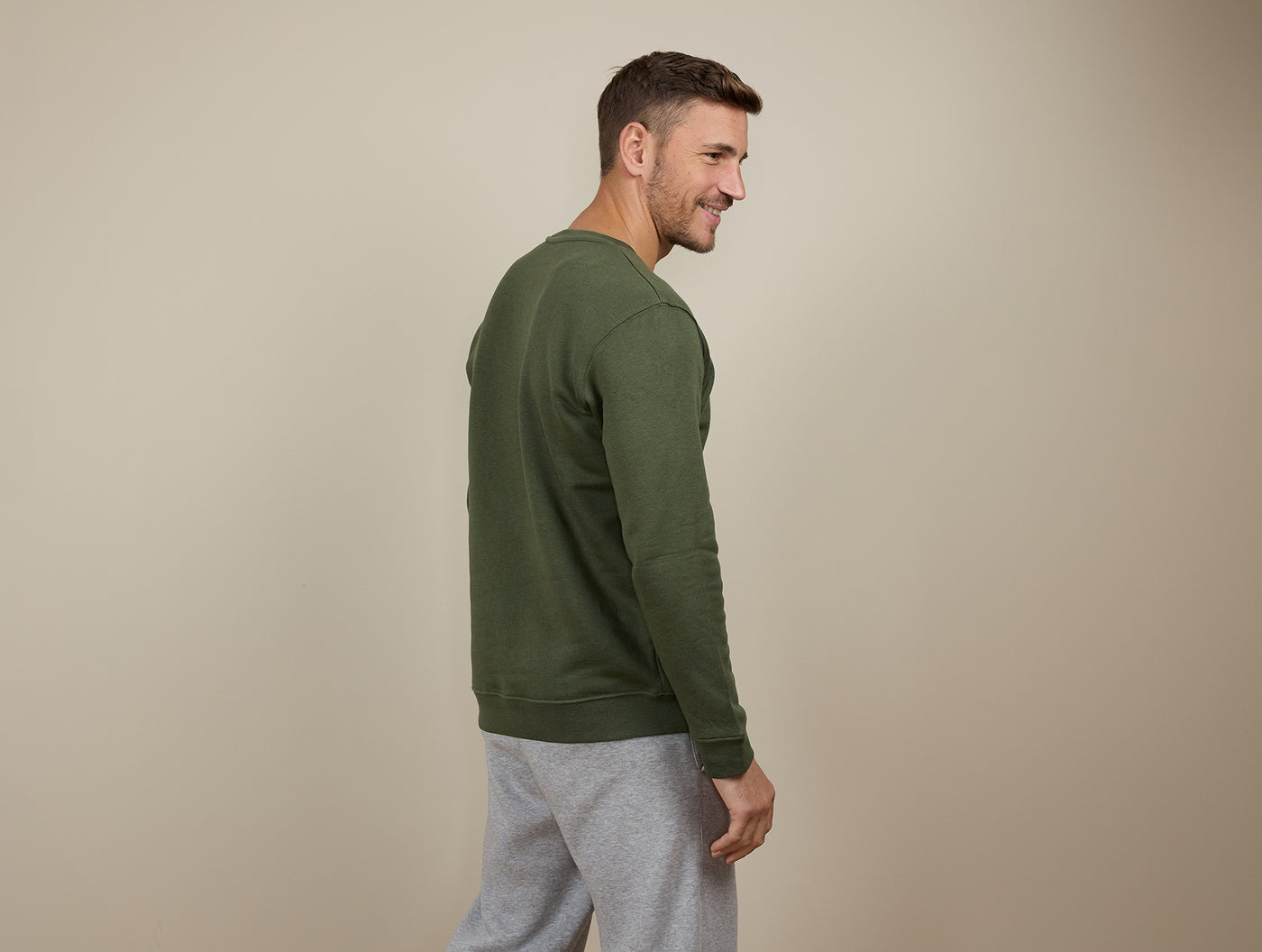 Pétrone sweat homme Tencel coton bio vert kaki homme#couleur_vert-kaki