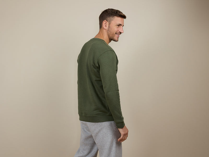 Pétrone sweat homme Tencel coton bio vert kaki homme#couleur_vert-kaki