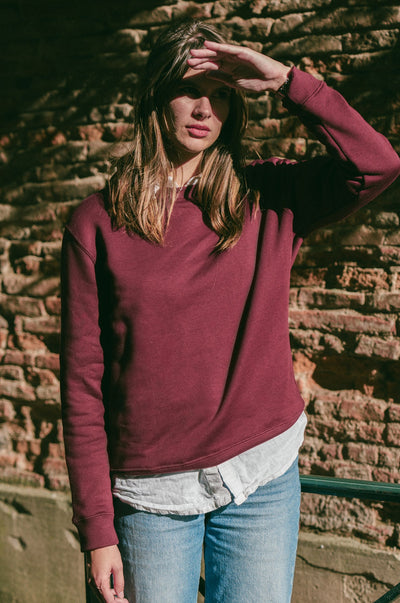 Pétrone sweat homme Tencel coton bio bordeaux homme