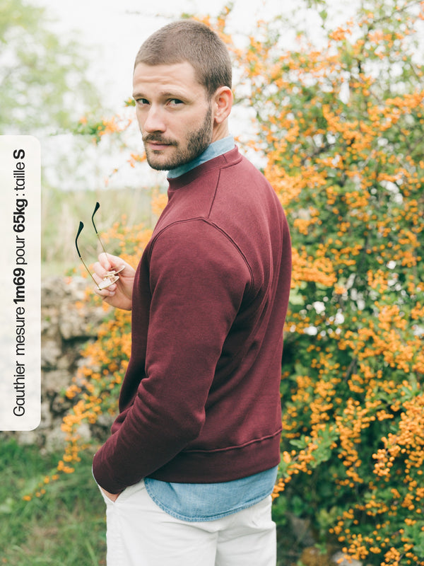 Pétrone sweat homme Tencel coton bio bordeaux homme#couleur_bordeaux-foncé