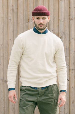 Pétrone sweat homme Tencel coton bio écru homme