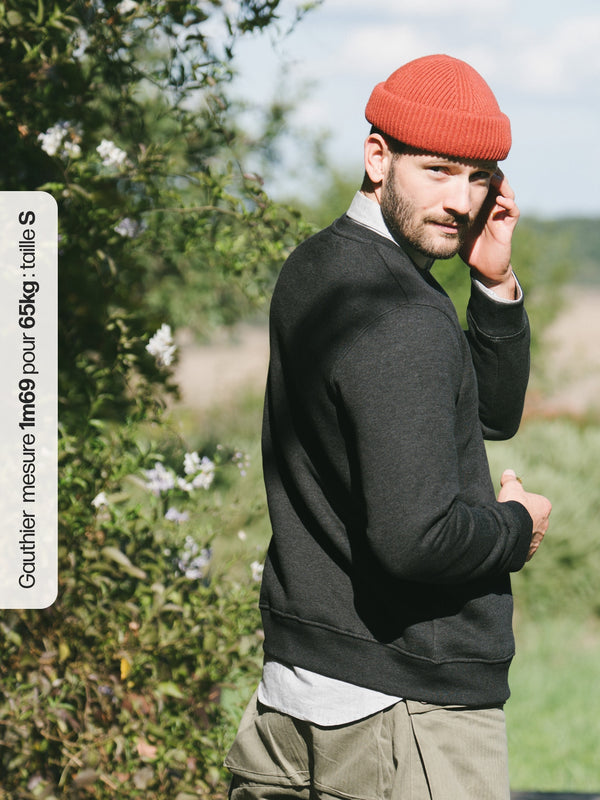 Pétrone sweat homme Tencel coton bio gris anthracite homme#couleur_gris-anthracite-chiné