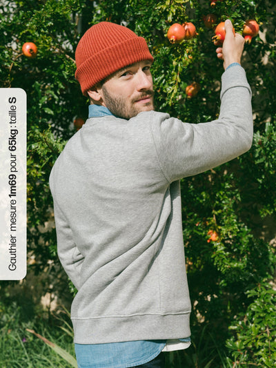 Pétrone sweat homme Tencel coton bio gris clair homme#couleur_gris-chiné-clair