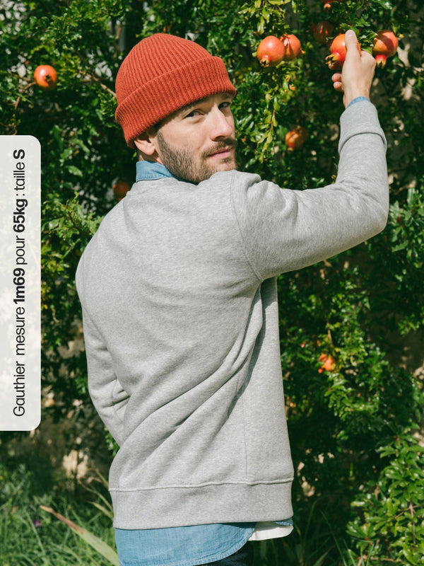 Pétrone sweat homme Tencel coton bio gris clair homme#couleur_gris-chiné-clair