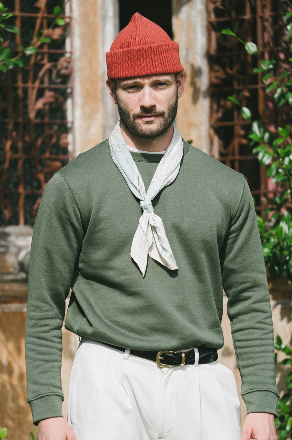 Pétrone sweat homme Tencel coton bio vert kaki homme