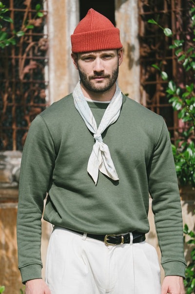 Pétrone sweat homme Tencel coton bio vert kaki homme