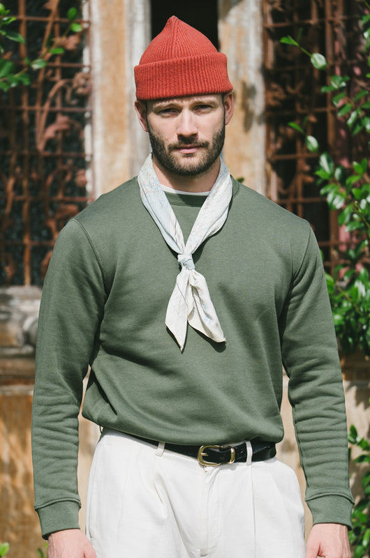 Pétrone sweat homme Tencel coton bio vert kaki homme