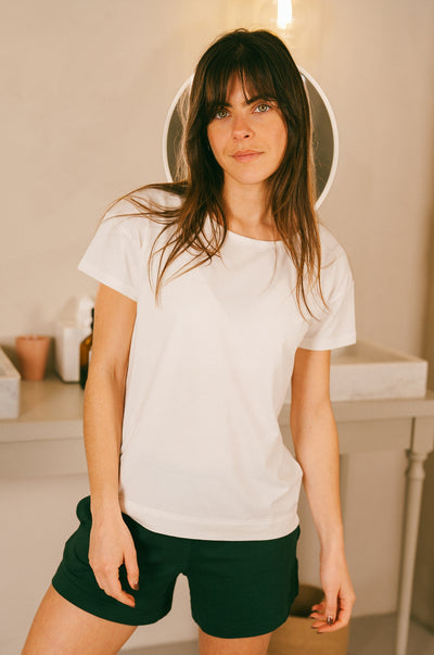 Pétrone t-shirt boxy coton bio tencel lyocell blanc femme