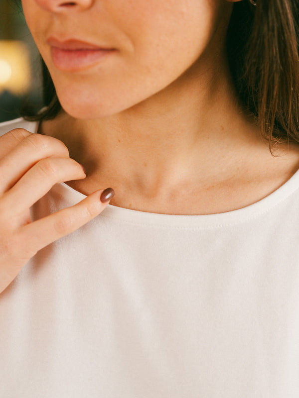 Pétrone t-shirt boxy coton bio tencel lyocell blanc crème femme#couleur_blanc-crème