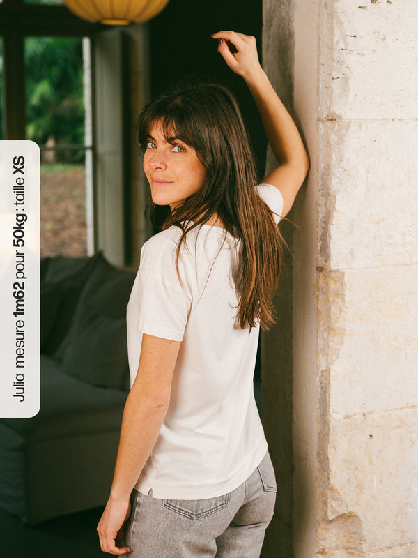 Pétrone t-shirt boxy coton bio tencel lyocell blanc crème femme#couleur_blanc-crème