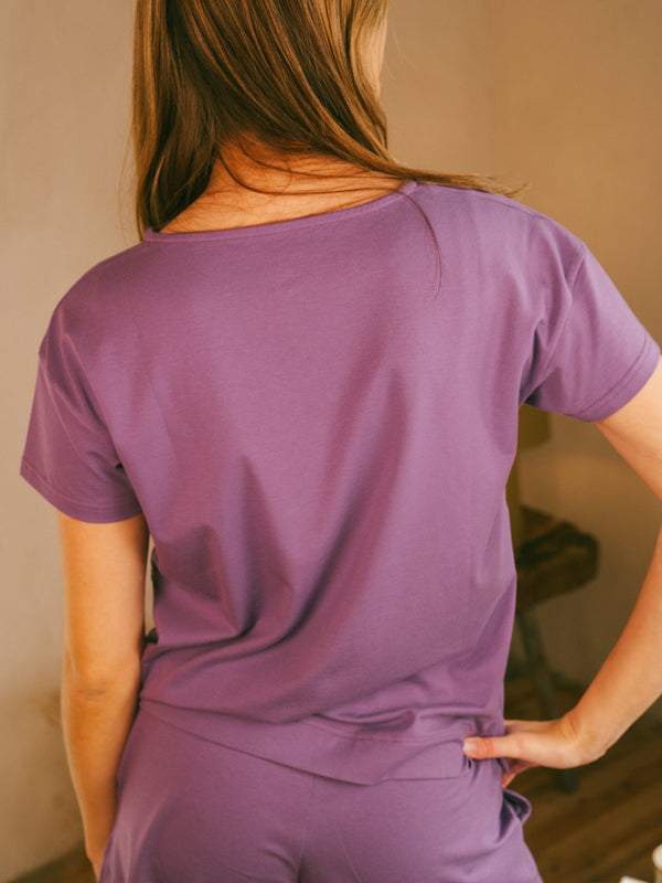 Pétrone t-shirt boxy coton bio tencel lyocell lilas femme#couleur_lilas