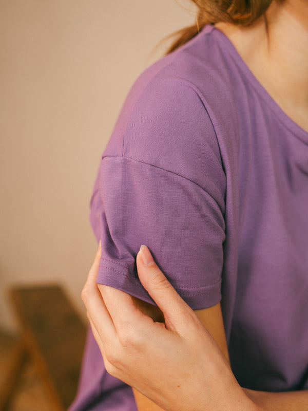 Pétrone t-shirt boxy coton bio tencel lyocell lilas femme#couleur_lilas