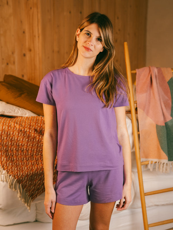 Pétrone t-shirt boxy coton bio tencel lyocell lilas femme#couleur_lilas