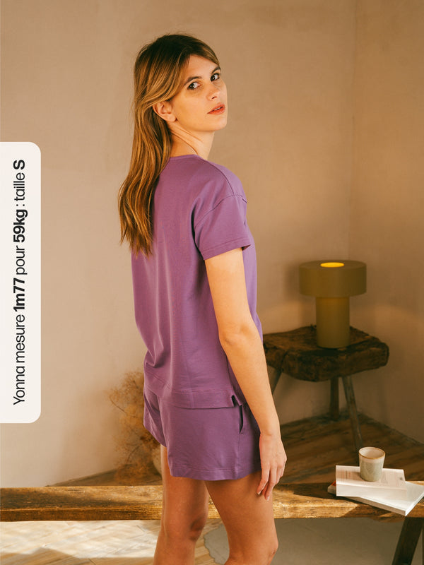 Pétrone t-shirt boxy coton bio tencel lyocell lilas femme#couleur_lilas