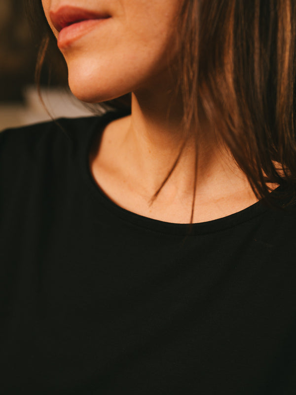 Pétrone t-shirt boxy coton bio tencel lyocell noir femme#couleur_noir