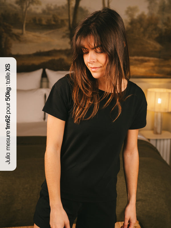 Pétrone t-shirt boxy coton bio tencel lyocell noir femme#couleur_noir