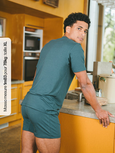 Pétrone T-shirt manches courtes coton pima micromodal bleu pétrole homme#couleur_bleu-pétrole