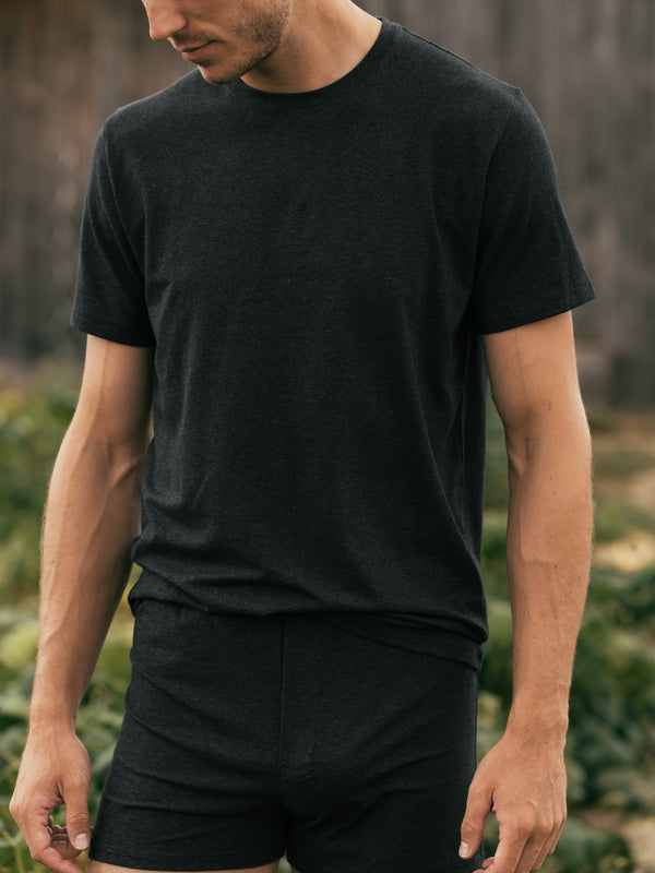 T-shirt manches courtes pour ensemble pyjama court coton biologique tencel lyocell homme#