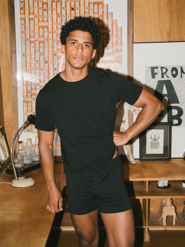 Pétrone T-shirt manches courtes coton pima micromodal noir homme#couleur_noir