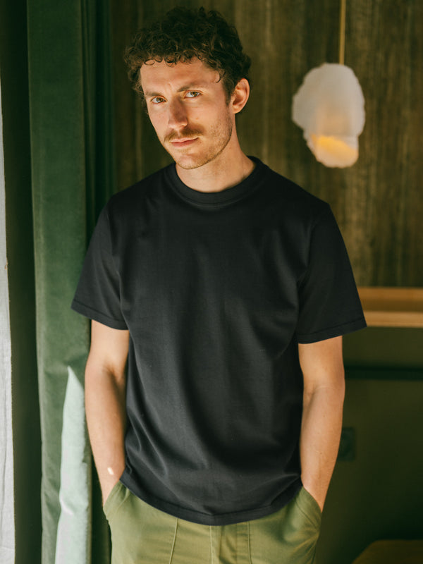 Pétrone T-shirt manches courtes coton bio tencel noir homme#couleur_noir