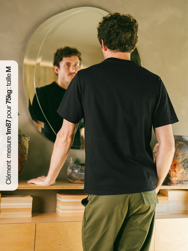 Pétrone T-shirt manches courtes coton bio tencel noir homme#couleur_noir
