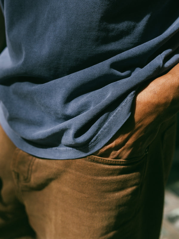 Pétrone T-shirt manches courtes coton bio tencel bleu pigment dye homme#couleur_bleu-délavé