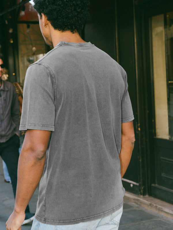 Pétrone T-shirt manches courtes coton bio tencel gris homme#couleur_gris-délavé
