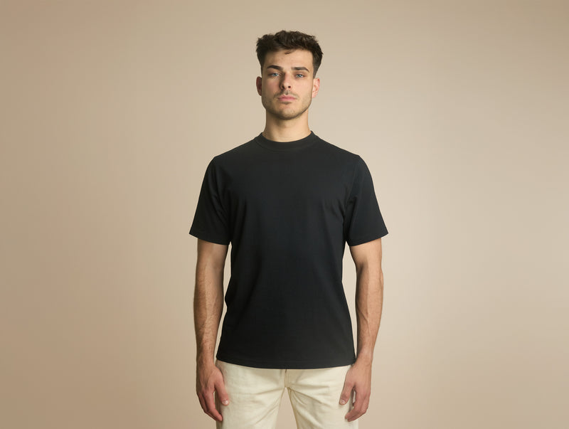 Pétrone T-shirt manches courtes coton bio tencel noir homme#couleur_noir