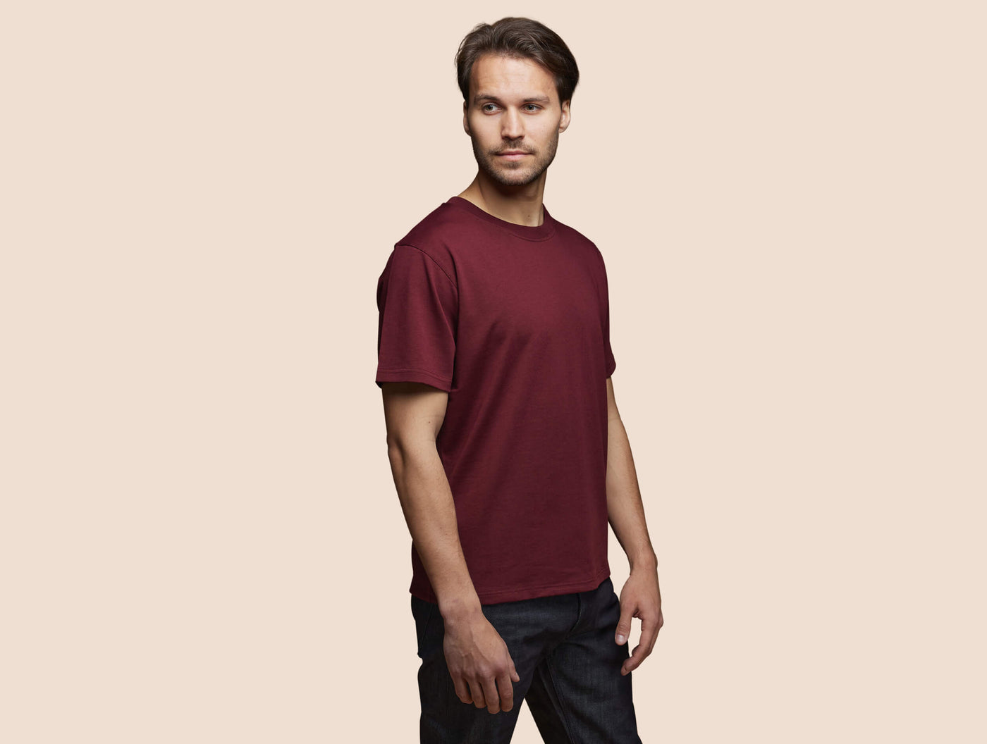 Pétrone T-shirt manches courtes coton pima micromodal bordeaux homme#couleur_bordeaux